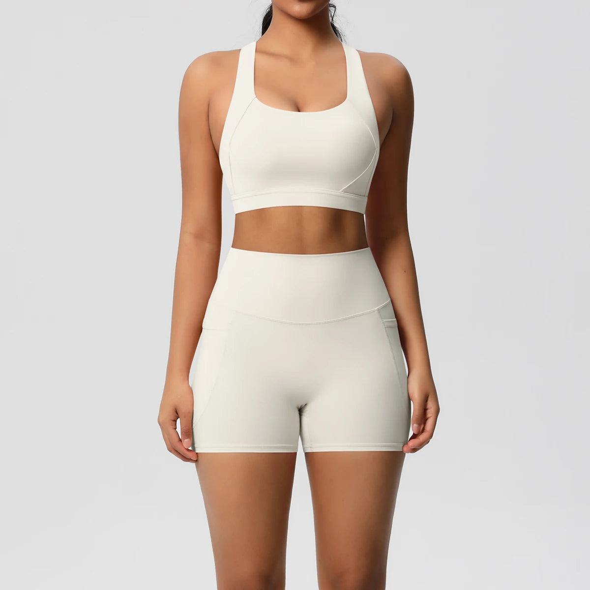 2-Piece Pocketed Yoga Set for Women | Gym Wear Tracksuit & Leggings with Bra & Shorts | New Zealand | Strylez Virtual Try-On