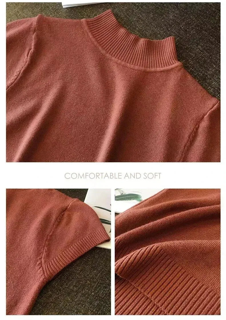 Women's Half-High Neck T‑Shirt & Jumper | Top, Korean Style, Solid Color | Spring/Summer NZ | Strylez Virtual Try-On