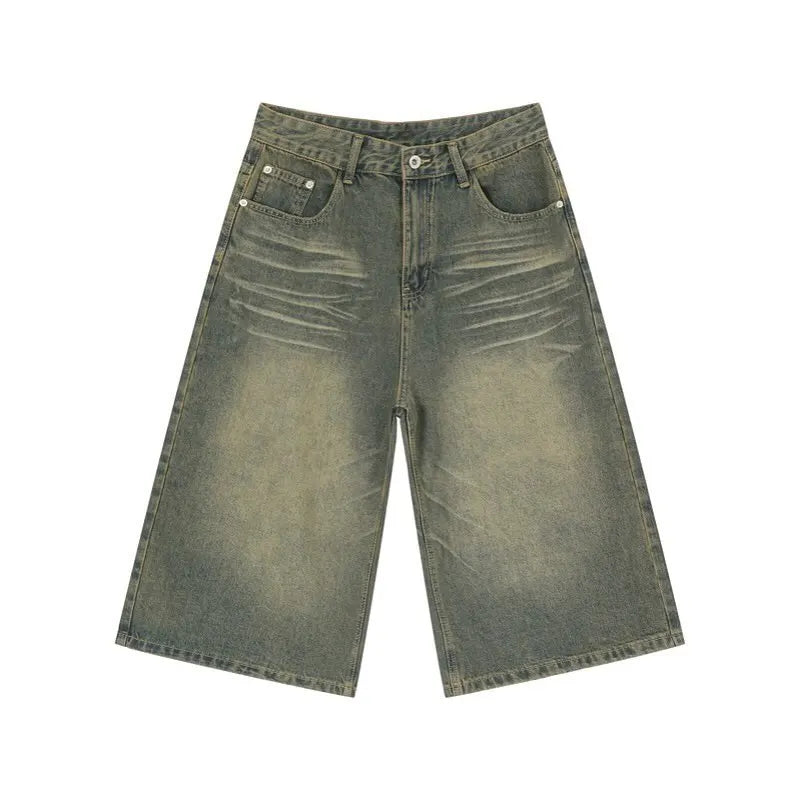 Retro Baggy Y2K Jeans – Loose Hip Hop Streetwear Shorts for Men & Unisex
