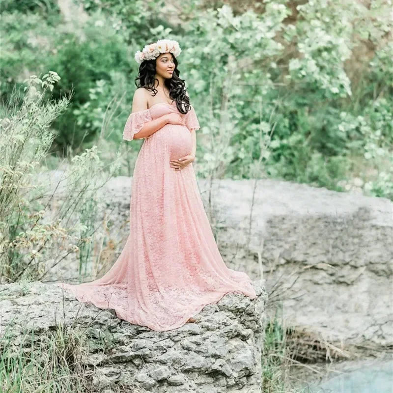 Long Maternity Photography Props Pregnancy Dress Photography Maternity Dresses for Photo Shoot Pregnant Dress Lace Maxi Gown