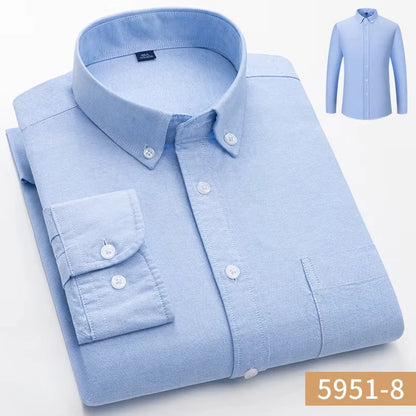 100%cotton Oxford long sleeve shirts for men long-sleeve slim fit formal plain shirt casual elegant plaid tops black clothes