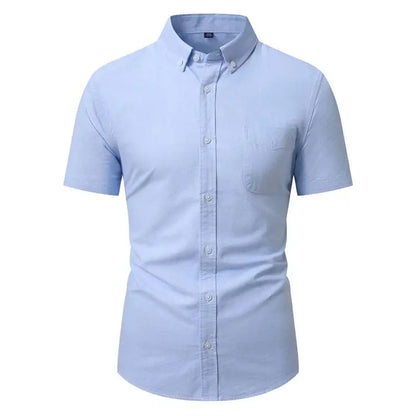 Men's Oxford Short Sleeve Shirt Classic Casual Slim Fit Button Down Shirt for Summer, Breathable & Comfortable Clothing Tops Man