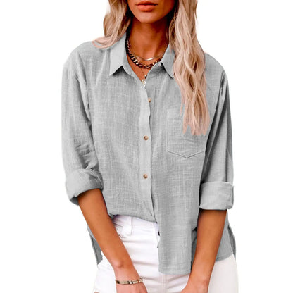 Women's Blouse Casual Shirt Tops 2025 Spring Women Cotton Linen  Long Sleeve Shirts Женский Топ Camicette Donna Estive Chemise