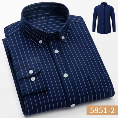 100%cotton Oxford long sleeve shirts for men long-sleeve slim fit formal plain shirt casual elegant plaid tops black clothes