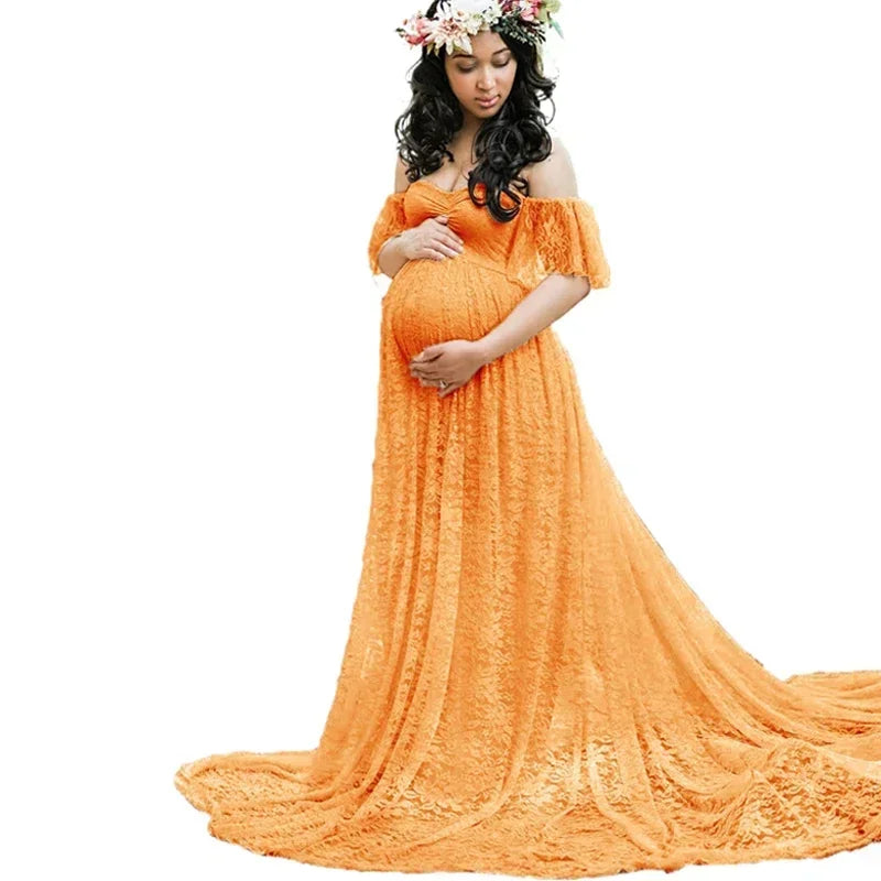 Long Maternity Photography Props Pregnancy Dress Photography Maternity Dresses for Photo Shoot Pregnant Dress Lace Maxi Gown