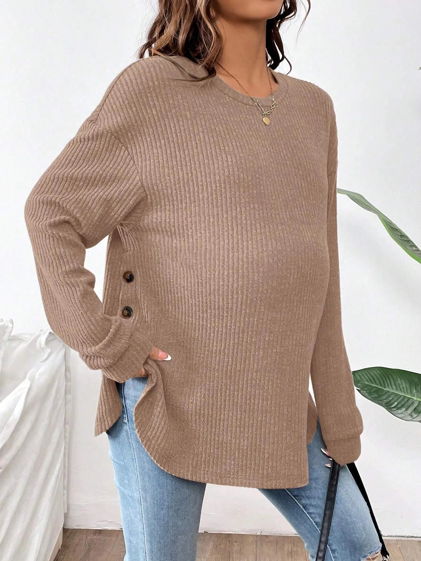 Maternity Clothes Premama Long Sleeve Blouse Fall Winter Loose Pregnant Women O-Neck Sweater T-Shirts Sweatshirt Pullover Tops