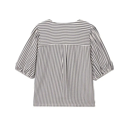Woman Blouses Striped Chic Women Blouse Ladies Women's Top Pulovers Female Summer Short Sleeve Chiffon Pretty Office Wear