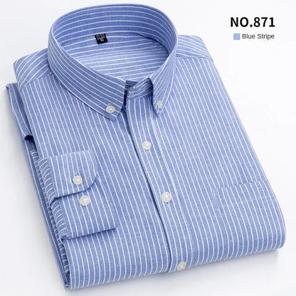 Hot solid color casual Oxford shirt men's fashion slim business long-sleeved shirt wholesale, street clothing， shirts for men