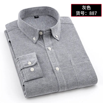 Classic Oxford Men's Shirt Cotton Long Sleeve Dress Shirts Solid Business Office Shirts Men Clothing Working Blouse 38-44 AF881