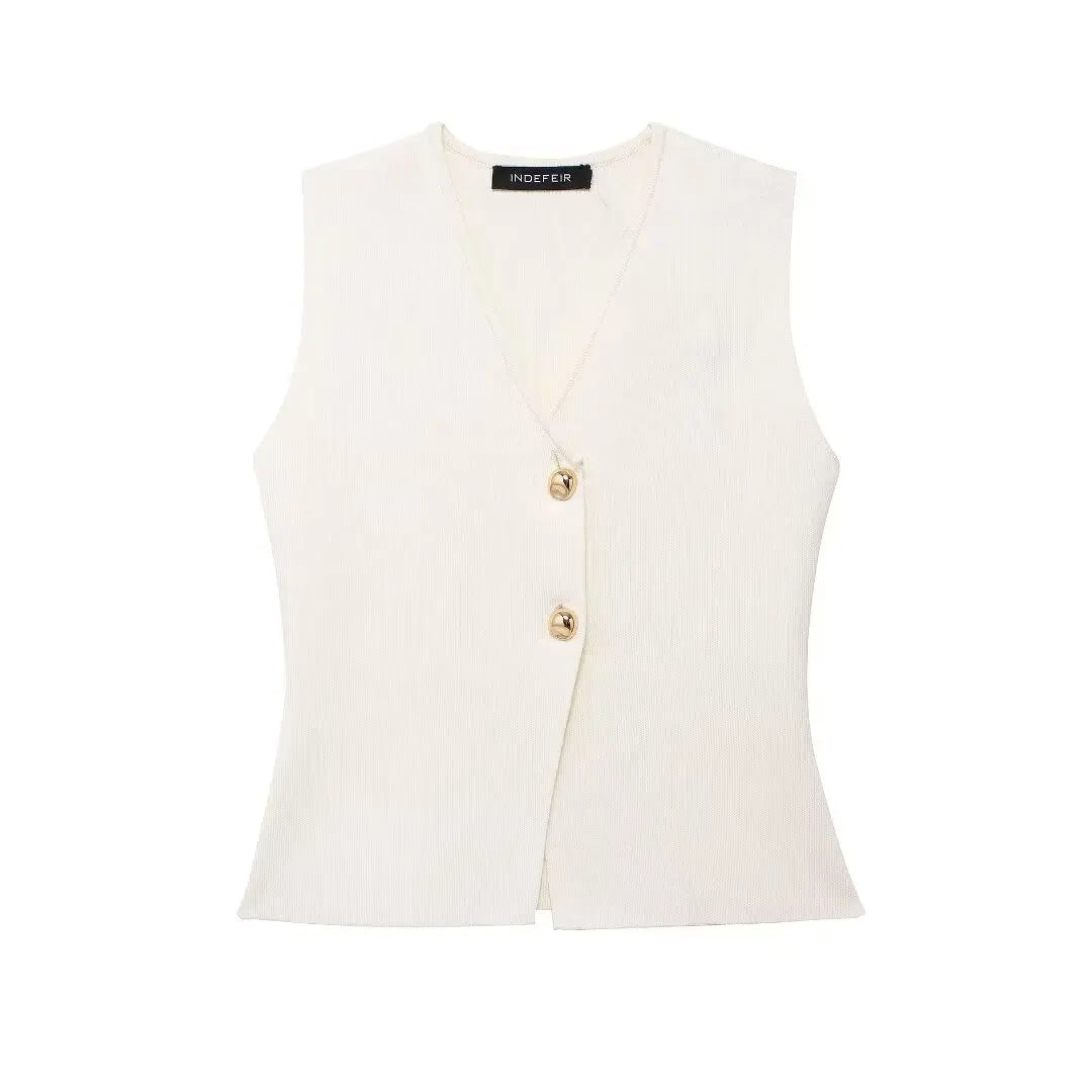 TRAFZA Women's Chic 2-Piece V-Neck Vest & High-Waist Zipper Skirt Set – NZ, Strylez Virtual Try-On