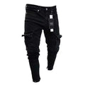 Black Stretch Cargo Jeans with Large Side Pockets - Elastic Streetwear Joggers, NZ | Strylez Virtual Try-On