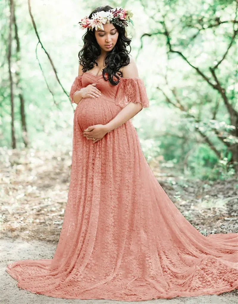 Long Maternity Photography Props Pregnancy Dress Photography Maternity Dresses for Photo Shoot Pregnant Dress Lace Maxi Gown