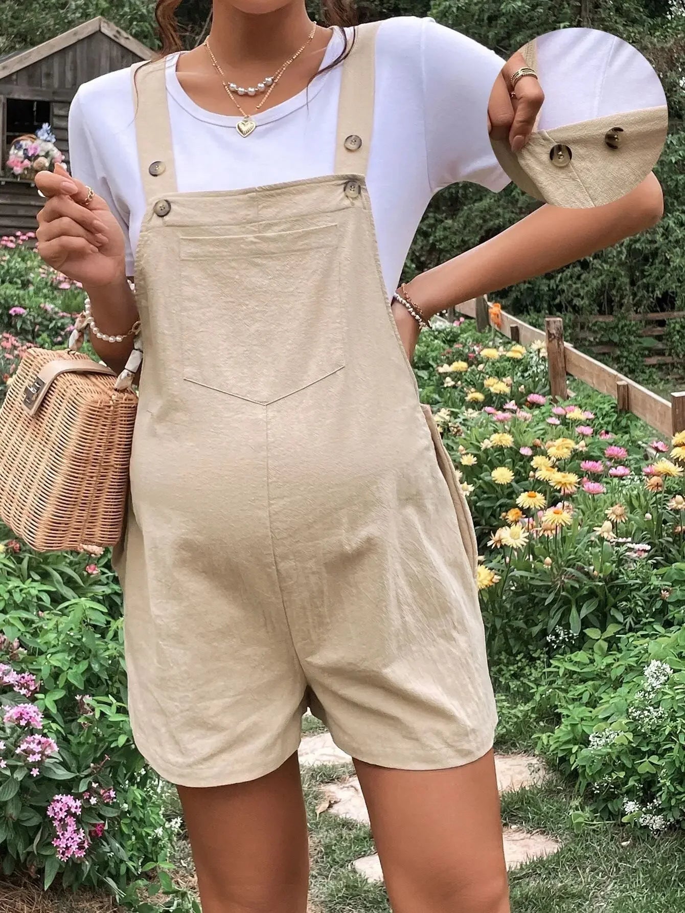 Maternity Jumpsuits Knee-length Plus Size Summer Fashion Pregnant Woman Rompers Solid Color Pregnancy Overalls Cotton Clothes