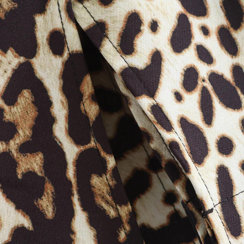 Leopard Print High-Waist Mini Skirt Shorts with Side Zipper for Women