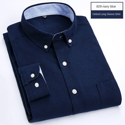 Hot solid color casual Oxford shirt men's fashion slim business long-sleeved shirt wholesale, street clothing， shirts for men