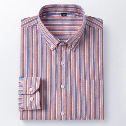 The new men's long-sleeved Oxford cotton shirt is casual trendy, comfortable, versatile and simple for spring, summer and autumn