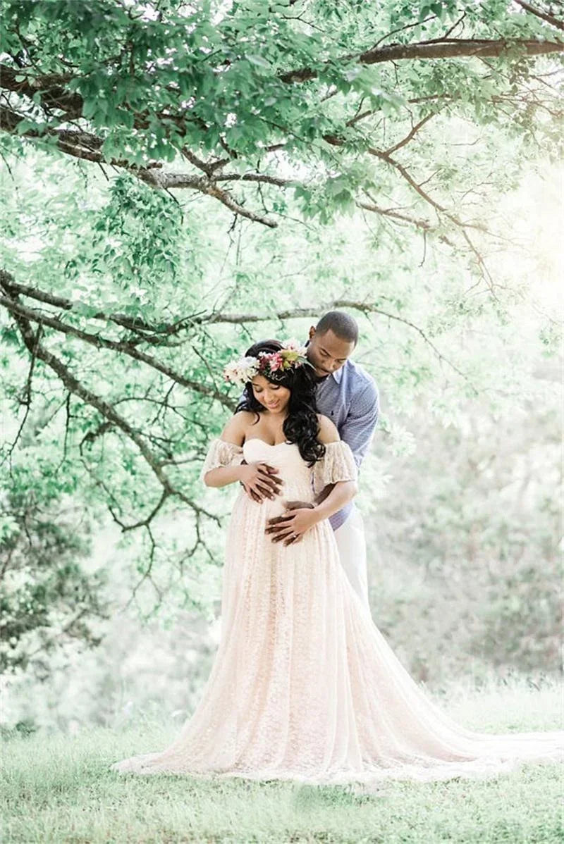 Long Maternity Photography Props Pregnancy Dress Photography Maternity Dresses for Photo Shoot Pregnant Dress Lace Maxi Gown