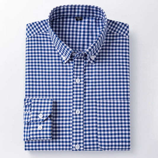 The new men's long-sleeved Oxford cotton shirt is casual trendy, comfortable, versatile and simple for spring, summer and autumn