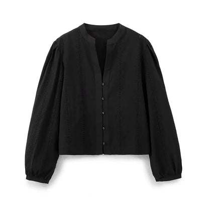 Embroidery Blouses for Lady Long Sleeve Shirt Elegant Women's Luxury Blouses Y2K Tops Harajuku Fashion Vintage Blouse
