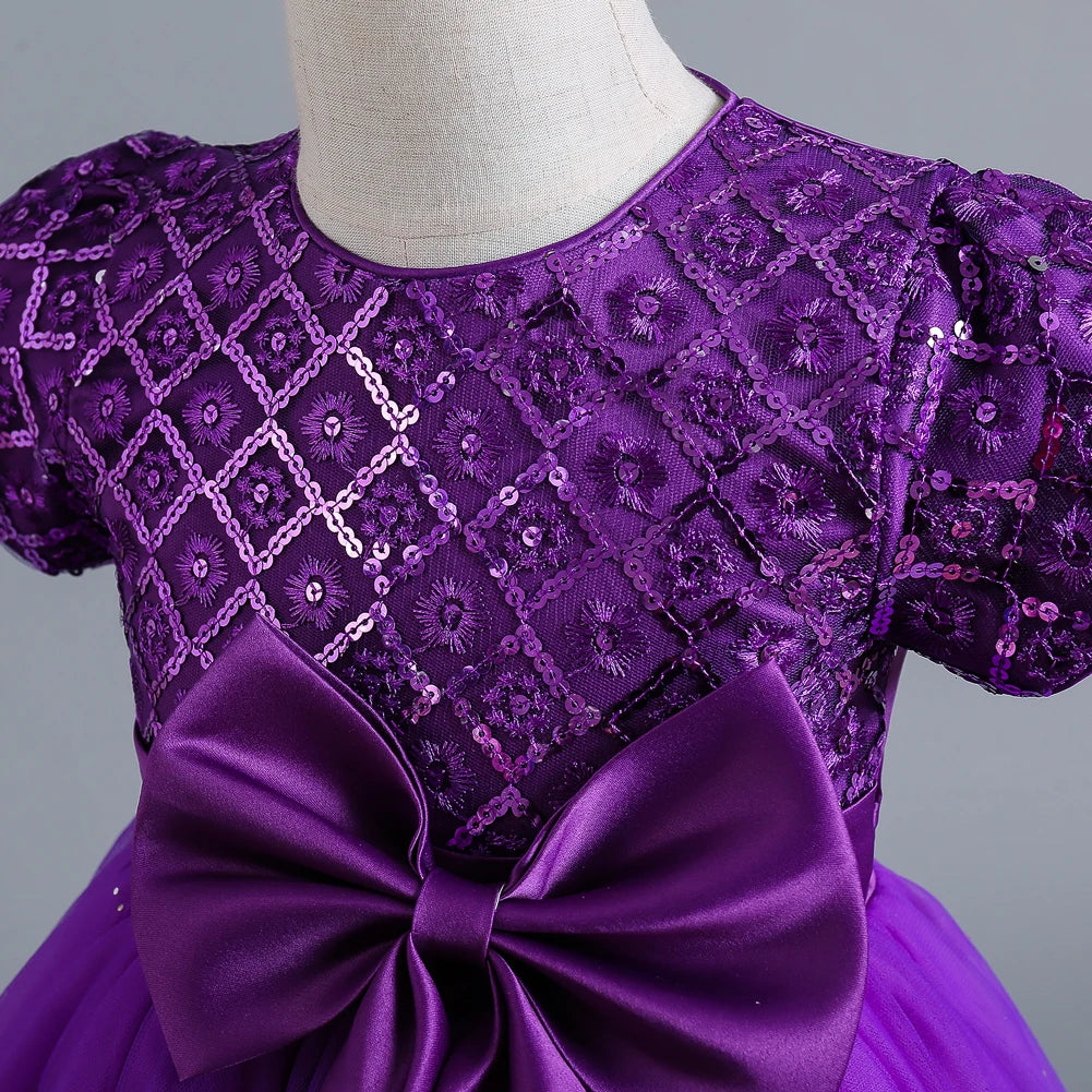 Purple Princess Dress with Sparkly Sleeves | Kids Party Dress New Zealand | Strylez App Virtual Try-On