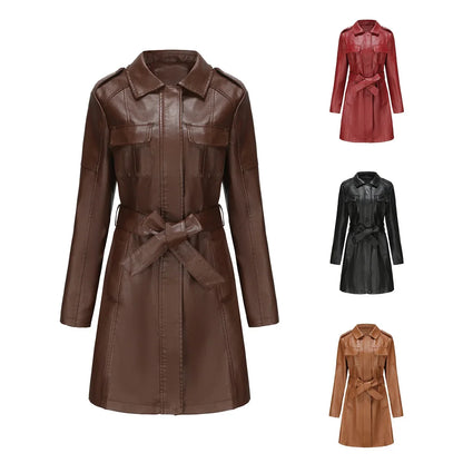 Buy Our Slim Fit Faux Leather Trench Coat with Confidence – See How It Looks on You before You Buy!