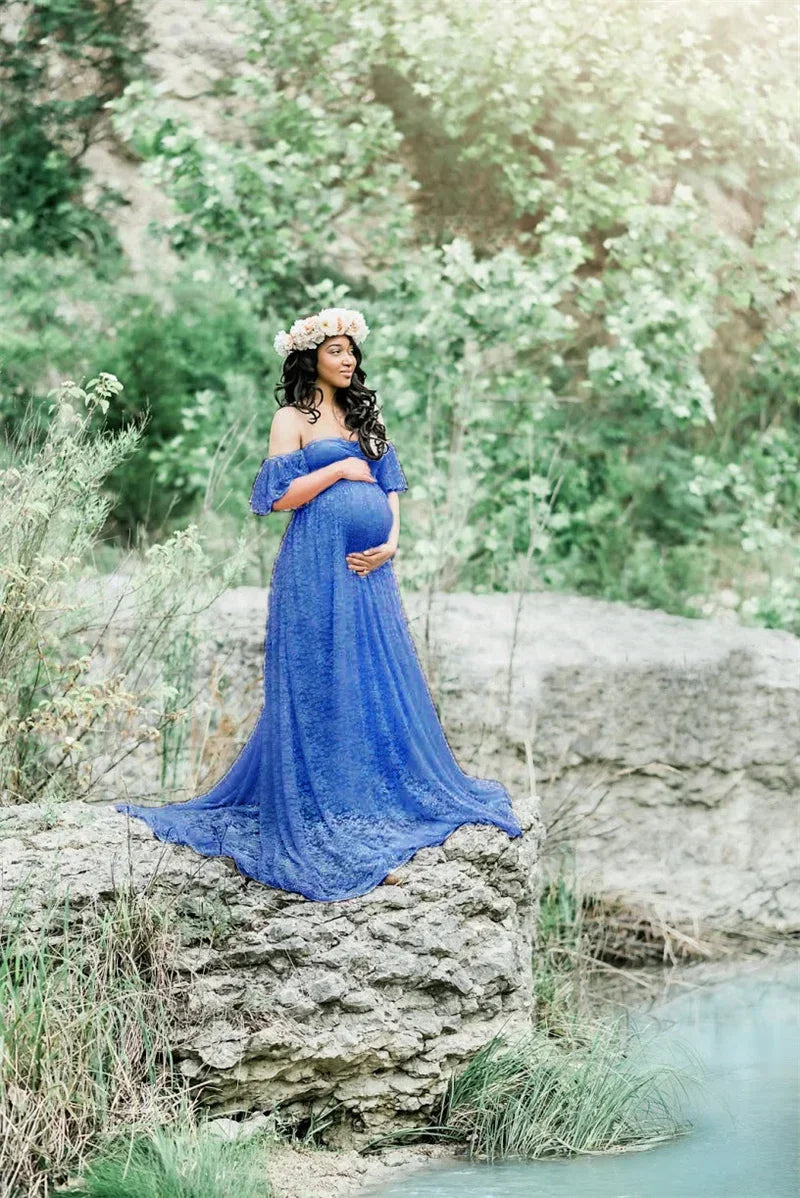 Long Maternity Photography Props Pregnancy Dress Photography Maternity Dresses for Photo Shoot Pregnant Dress Lace Maxi Gown