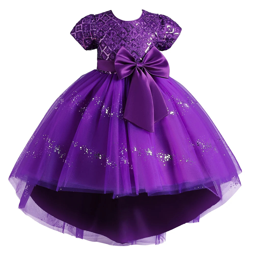 Purple Princess Dress with Sparkly Sleeves | Kids Party Dress New Zealand | Strylez App Virtual Try-On