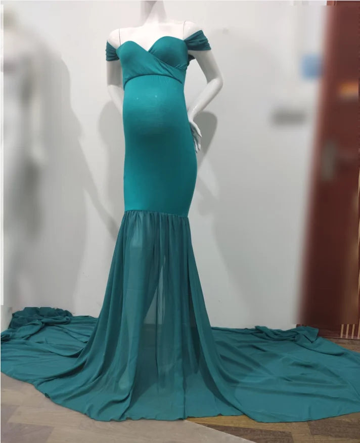 Long Maternity Photography Props Pregnancy Dress For Photo Shooting Off Shoulder Pregnant Dresses For Women Maxi Maternity Gown