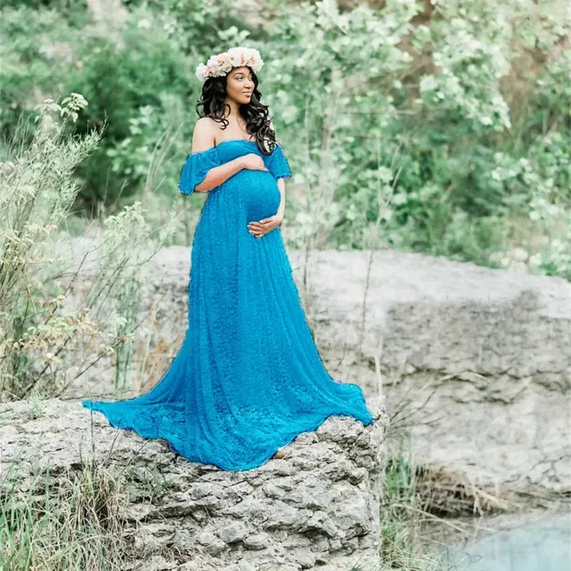 Long Maternity Photography Props Pregnancy Dress Photography Maternity Dresses for Photo Shoot Pregnant Dress Lace Maxi Gown