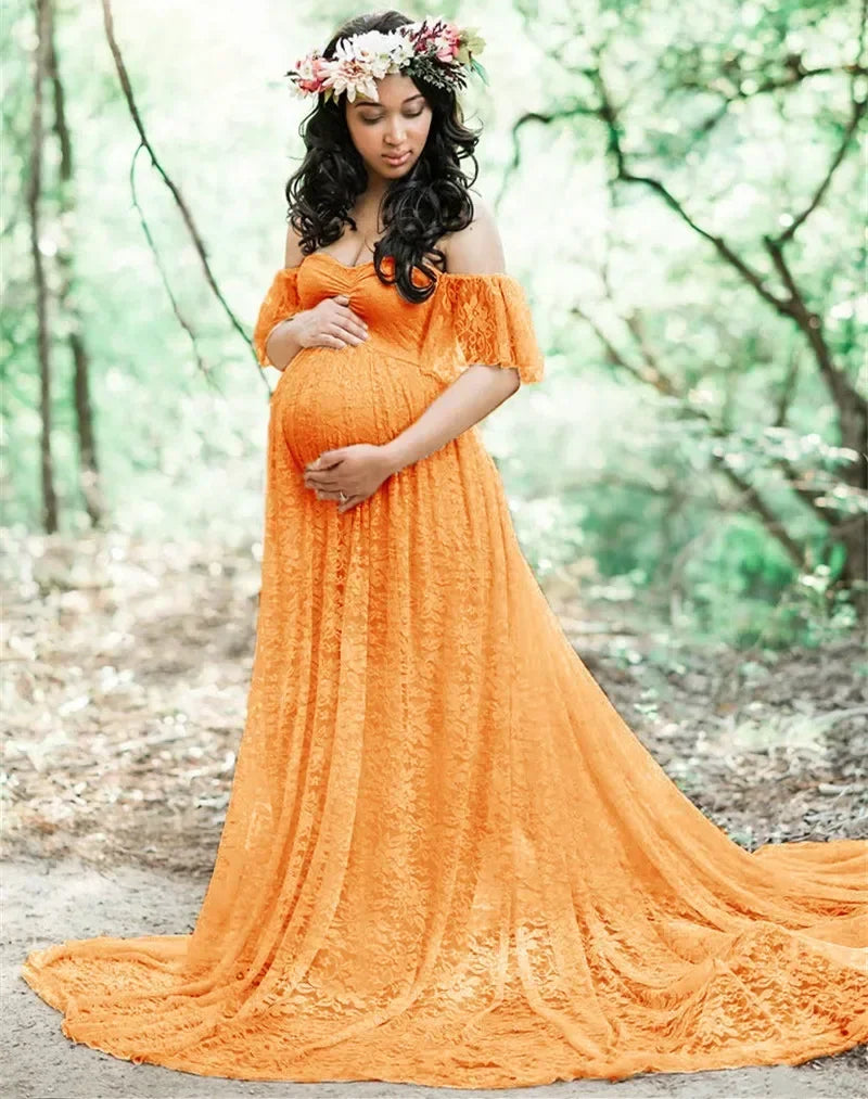 Long Maternity Photography Props Pregnancy Dress Photography Maternity Dresses for Photo Shoot Pregnant Dress Lace Maxi Gown