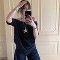 Women T-Shirts Off-Shoulder Short Sleeve Solid Summer Chic Loose Casual Tops - Korean Street Trend NZ | Strylez App Try-On