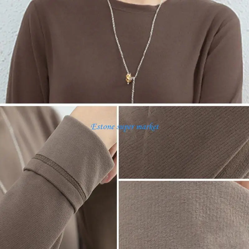 090B Maternity Vertical Stripe Dress Long Sleeve Dress Round Neck Pregnancy Clothes