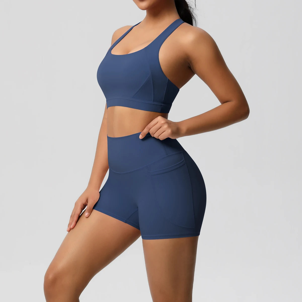 2-Piece Pocketed Yoga Set for Women | Gym Wear Tracksuit & Leggings with Bra & Shorts | New Zealand | Strylez Virtual Try-On