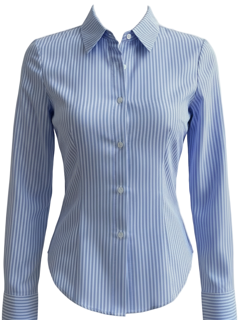Casual Classic Striped Long-Sleeve Blouse, Single-Breasted V-Neck Shirt for Women | New Zealand | Strylez Virtual Try-On