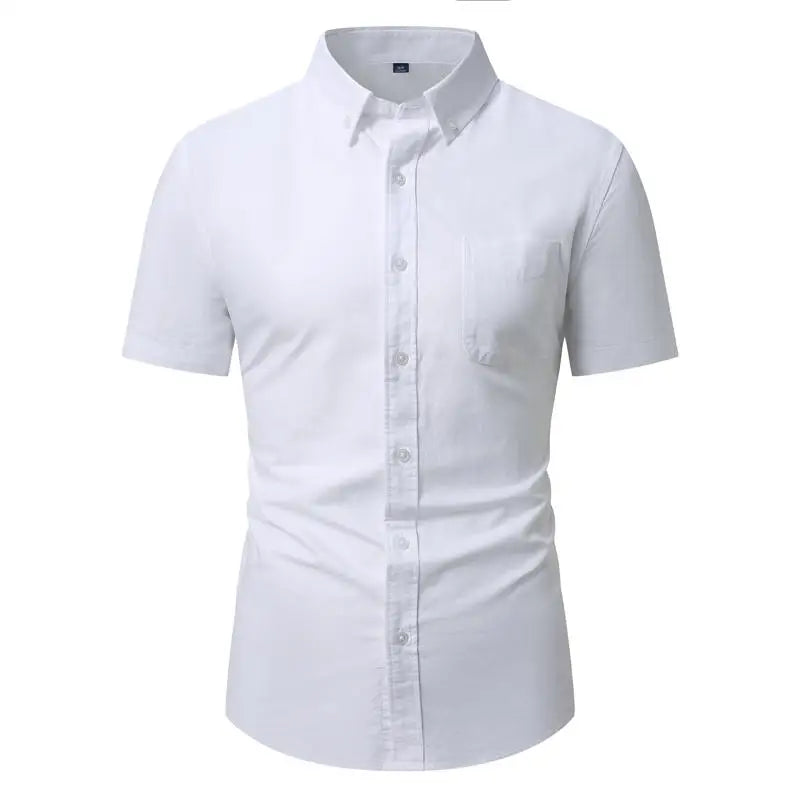 Men's Oxford Short Sleeve Shirt - Slim Fit Button-Down, Casual Summer Top, Breathable & Comfortable - New Zealand | Strylez Virtual Try-On