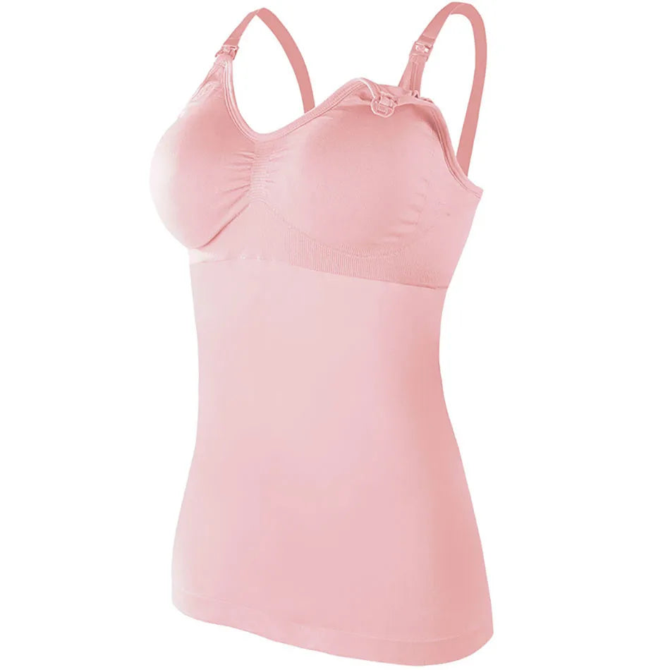 Maternity Nursing Long Camisole with Front Opening Padded Bra for Comfort Breastfeeding and Postpartum Support Women Bralette
