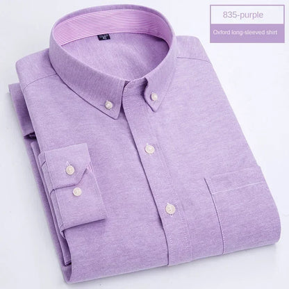 Hot solid color casual Oxford shirt men's fashion slim business long-sleeved shirt wholesale, street clothing， shirts for men