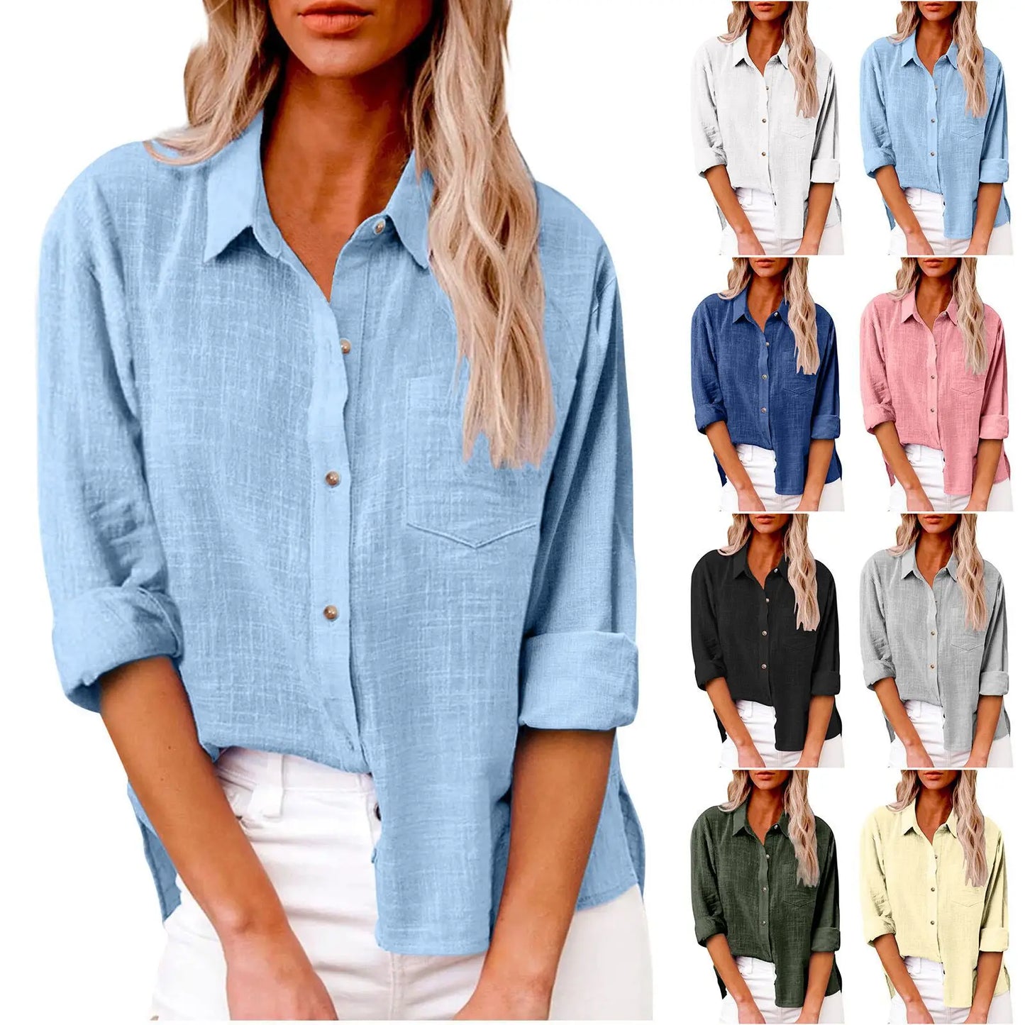 Women's Blouse Casual Shirt Tops 2025 Spring Women Cotton Linen  Long Sleeve Shirts Женский Топ Camicette Donna Estive Chemise