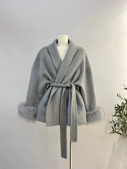 Try On This Chic Double-Sided Wool Fur Coat Online using Our Virutal Mirror — Warmth Meets Glamour!