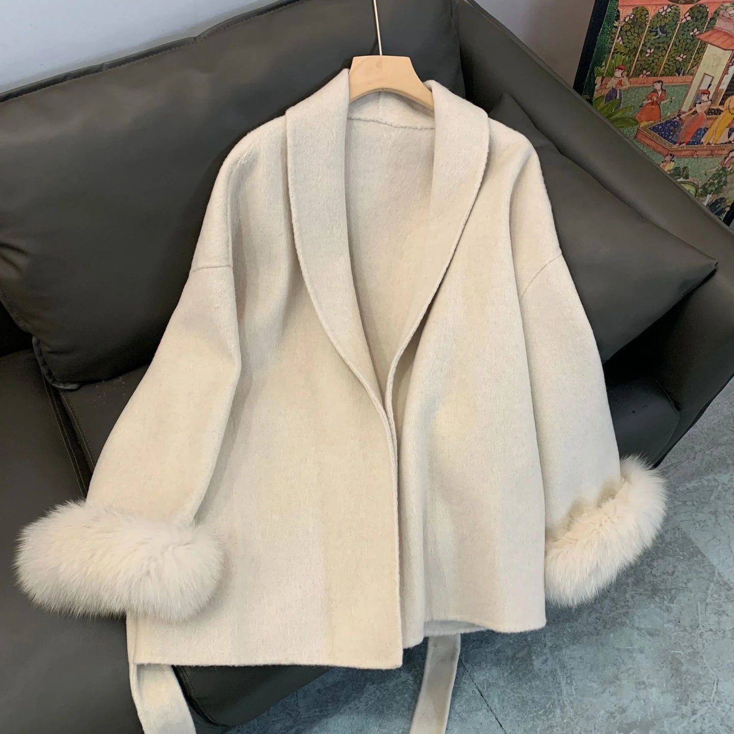 Try On This Chic Double-Sided Wool Fur Coat Online using Our Virutal Mirror — Warmth Meets Glamour!
