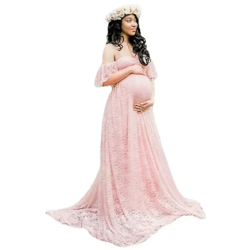 Long Maternity Photography Props Pregnancy Dress Photography Maternity Dresses for Photo Shoot Pregnant Dress Lace Maxi Gown