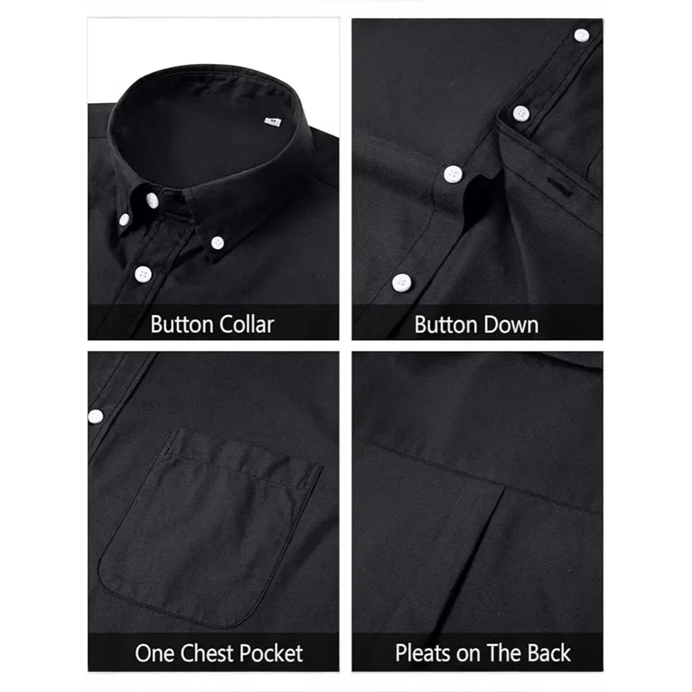 Men's Long Sleeve Shirts Solid Color Oxford Shirt Men's Button Up Shirt with Pockets Men Shirts Business Dress Shirt for Men