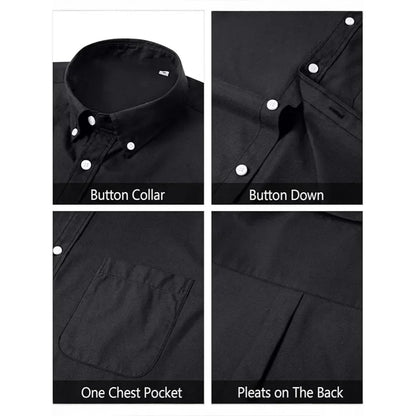 Men's Long Sleeve Shirts Solid Color Oxford Shirt Men's Button Up Shirt with Pockets Men Shirts Business Dress Shirt for Men