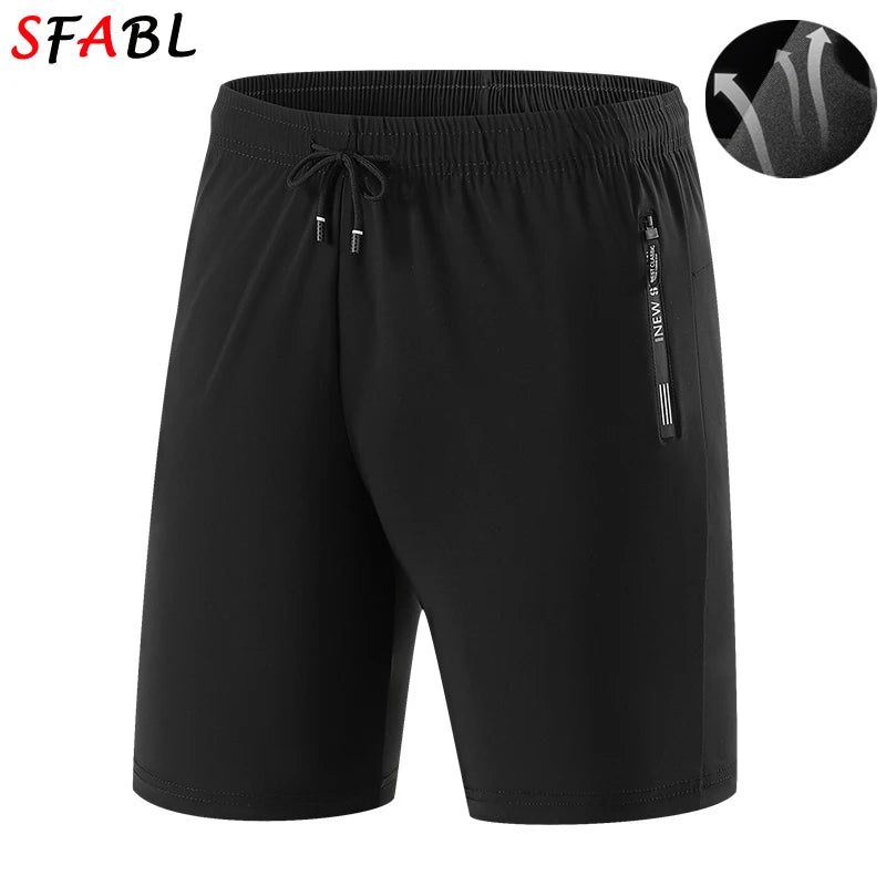 New Fashion Summer Board Shorts Quick Dry Beach Shorts Elastic Jogging Running Gym Fitness Men's Short Pants with Zipper Pockets