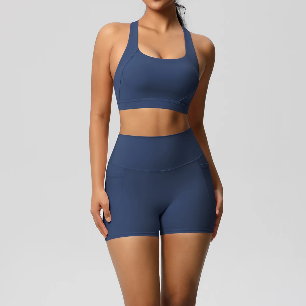 2-Piece Pocketed Yoga Set for Women | Gym Wear Tracksuit & Leggings with Bra & Shorts | New Zealand | Strylez Virtual Try-On