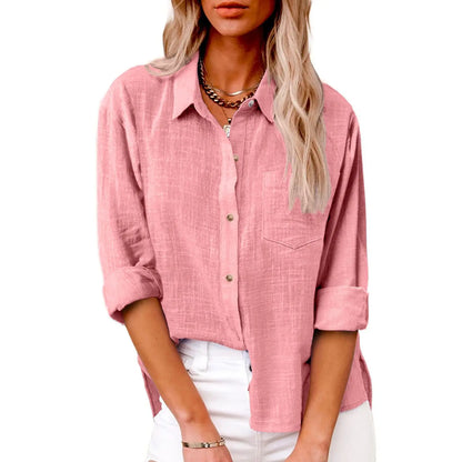 Women's Blouse Casual Shirt Tops 2025 Spring Women Cotton Linen  Long Sleeve Shirts Женский Топ Camicette Donna Estive Chemise