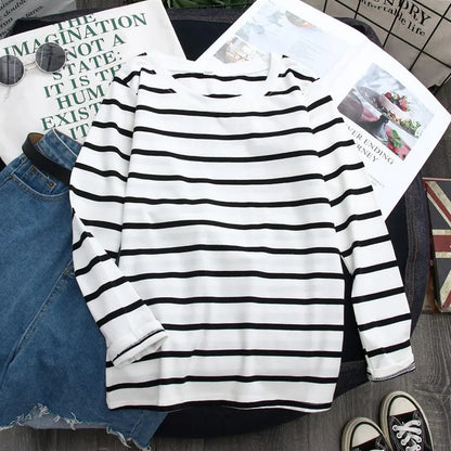 Striped Long Sleeve T-Shirt for Women – Try It On with Our Virtual Mirror App and Love the Fit!