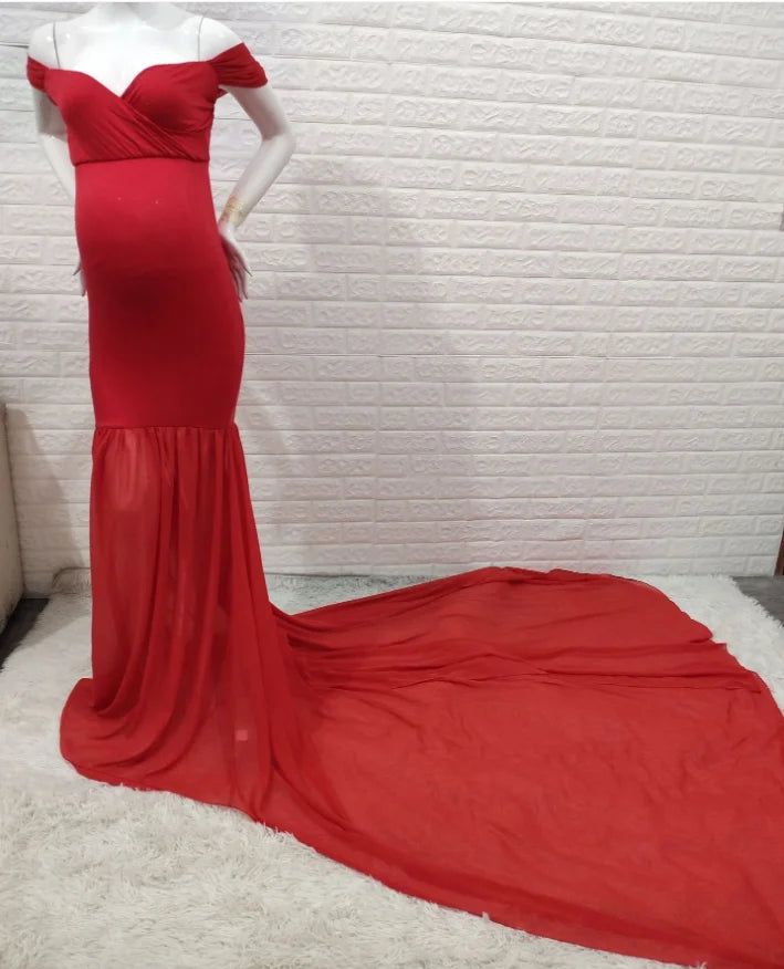 Long Maternity Photography Props Pregnancy Dress For Photo Shooting Off Shoulder Pregnant Dresses For Women Maxi Maternity Gown