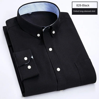 Hot solid color casual Oxford shirt men's fashion slim business long-sleeved shirt wholesale, street clothing， shirts for men