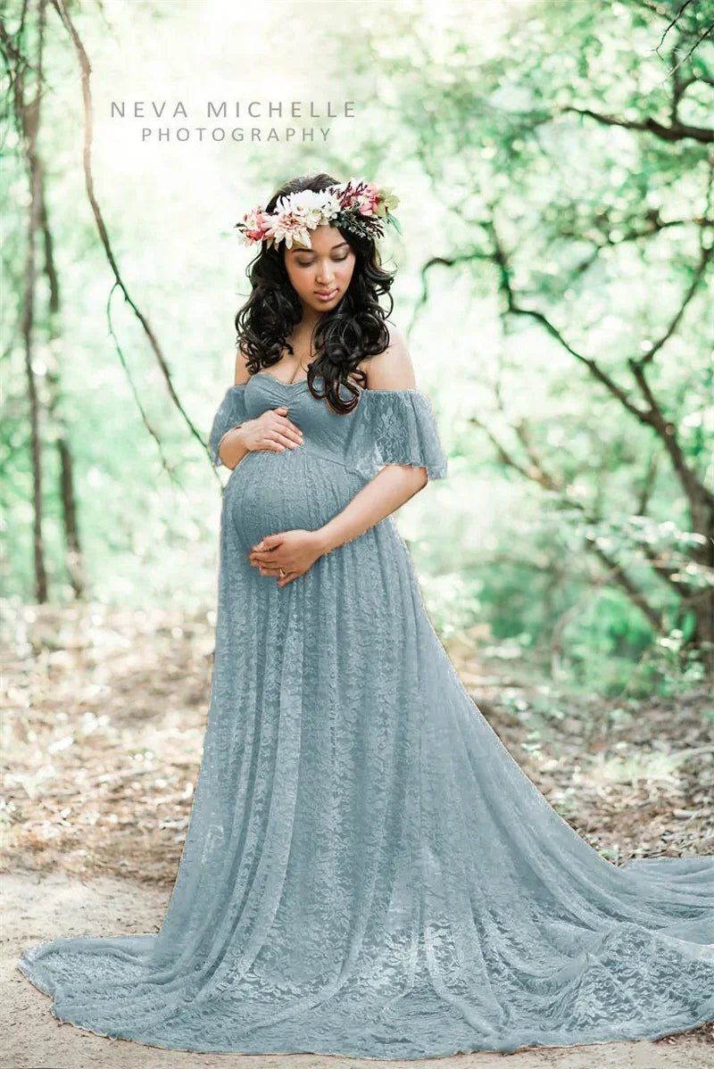 Long Maternity Photography Props Pregnancy Dress Photography Maternity Dresses for Photo Shoot Pregnant Dress Lace Maxi Gown